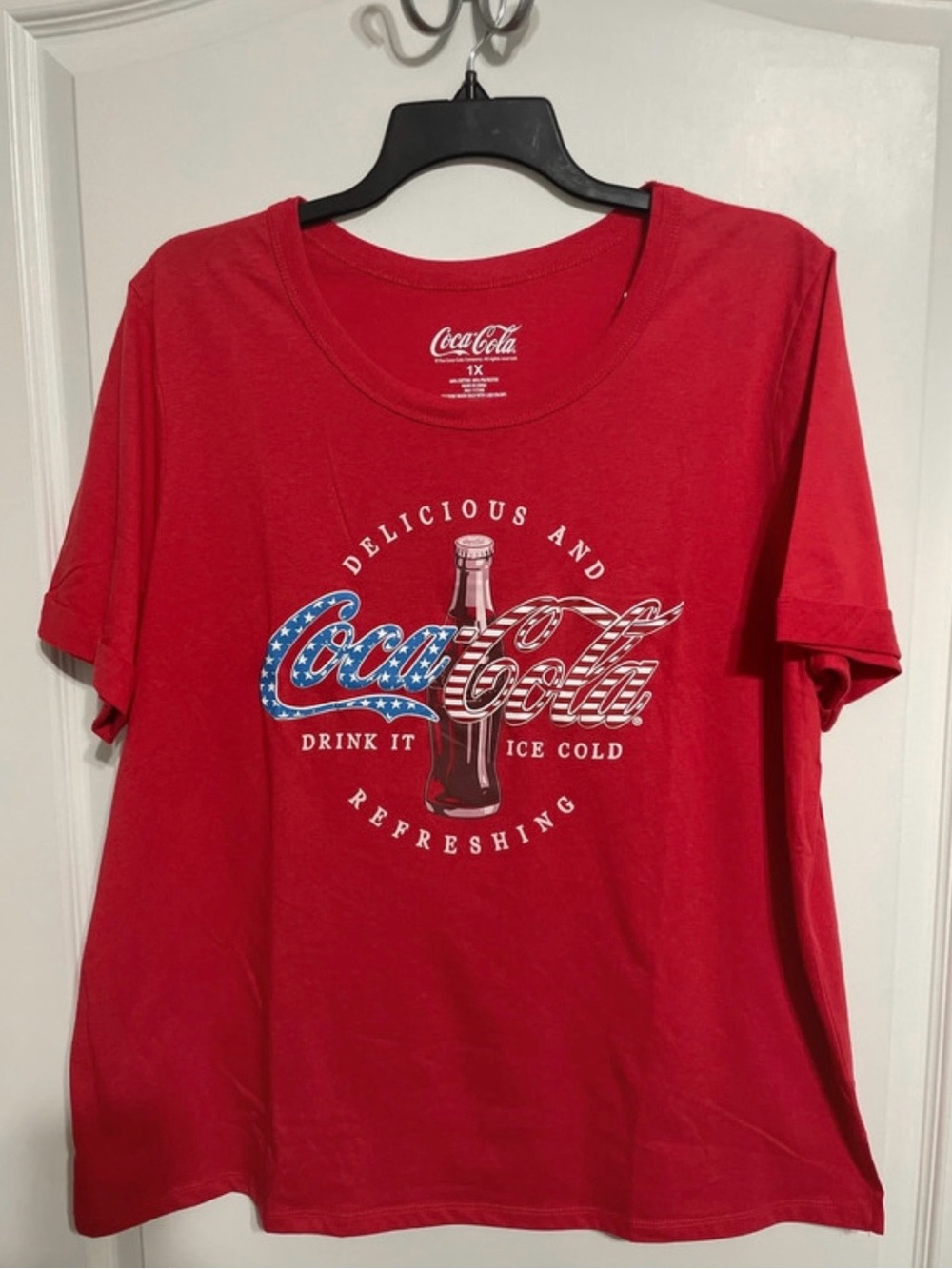 Coca-Cola T-shirt Size 1X Patriotic "Delicious and Refreshing"July 4th theme NWT